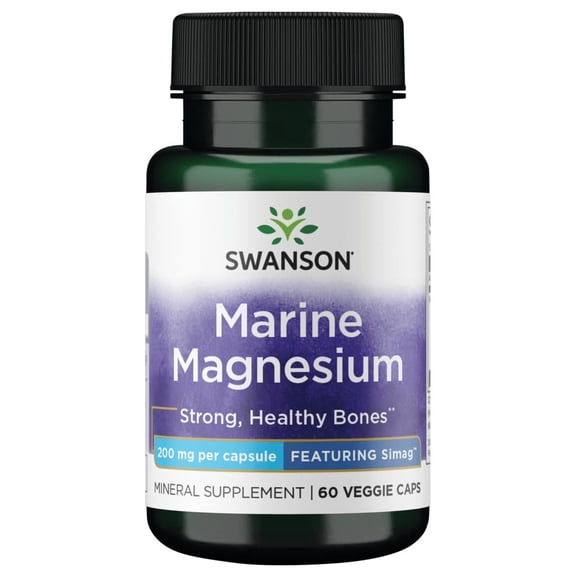 Swanson Simag Marine Magnesium 200 mg Elemental 200 mg 60 Veggie Capsules