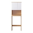 thumbnail image 2 of OONNEE Over-The-Toilet Storage Cabinet, Freestanding Bathroom Space Saver Organizer with Soft-Close Doors and Adjustable Shelf, Modern Wood & White, 70.5" H, 2 of 11