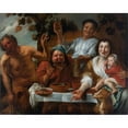 thumbnail image 2 of Workshop of Jacob Jordaens 14x12 Gold Ornate Wood Frame and Double Matted Museum Art Print Titled - The Satyr and the Peasant (1644 - 1645), 2 of 4