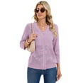 thumbnail image 3 of Chiclily Women's Cropped Cardigan Sweaters 3/4 Sleeve Button Down Crochet Textured Shrug S-2XL, 3 of 7