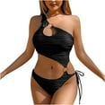 thumbnail image 2 of Tawop Ladies Swimsuits Bikini Solid Color Hollow Out Black S, 2 of 6
