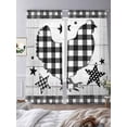 thumbnail image 3 of Farm Animals Sheer Curtains 2 Panels Set Star Hen White Wood Striped Black Plaid Sheer Window Curtains Light Filtering Rod Pocket Voile Drapes for Bedroom Living Room 52"X84", 3 of 8