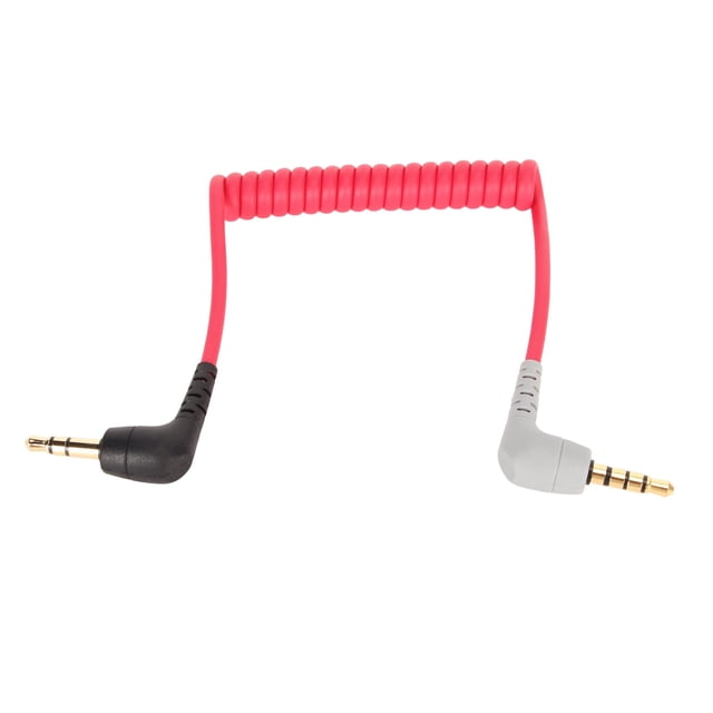 Cable TRRS en espiral de 3,5 mm, cable de micrófono en ángulo recto macho a macho para teléfonos y tabletas, compatible con Rode SC7