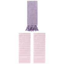Unique Bargains 3 Pack Cotton Bathroom Hand Towels 14" x 30" Purple/Pink