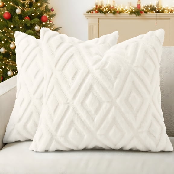 ARLAJO Set of 2 Decorative Throw Pillow Covers 18X18,Soft Pillow Covers for Couch,Cream White Decorative Pillow Covers