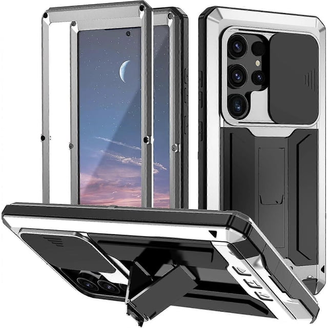 Funda impermeable para Samsung Galaxy S24 Ultra/S24 Plus/S24, marco de aluminio metálico, cubierta deslizante para cámara, soporte, cuerpo completo, a prueba de golpes, s202412243862