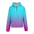 thumbnail image 5 of Women's Gradient Color Drawstring Hooded Sweatshirt with Pocket, Soft Fleece Lined Long Sleeve Pullover Top for Casual Streetwear, Daily Comfort Wear and Outdoor Activities Multicolor XL, 5 of 10