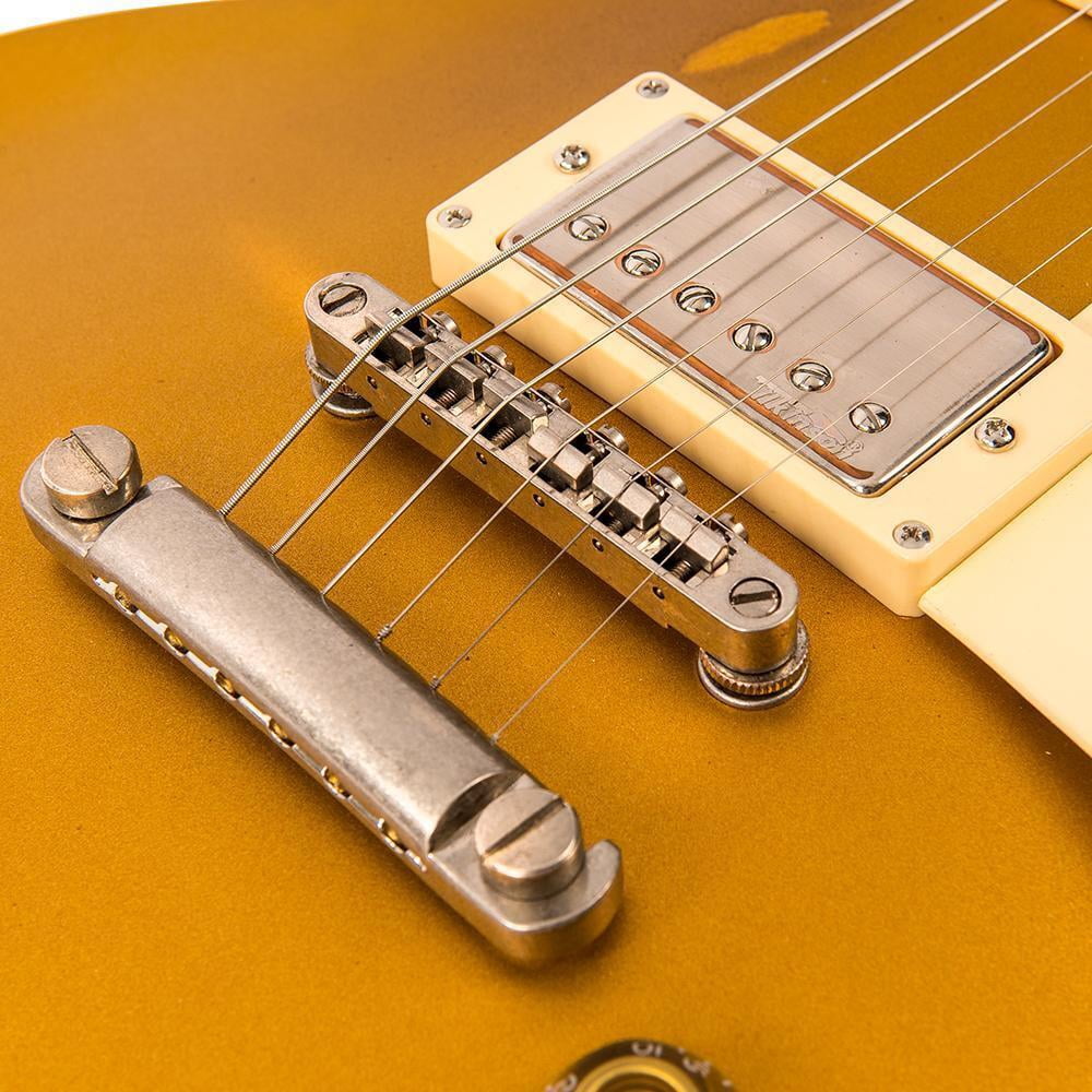 Vintage V100MRGT ICON Solid Body Electric Guitar, Distressed Gold Top