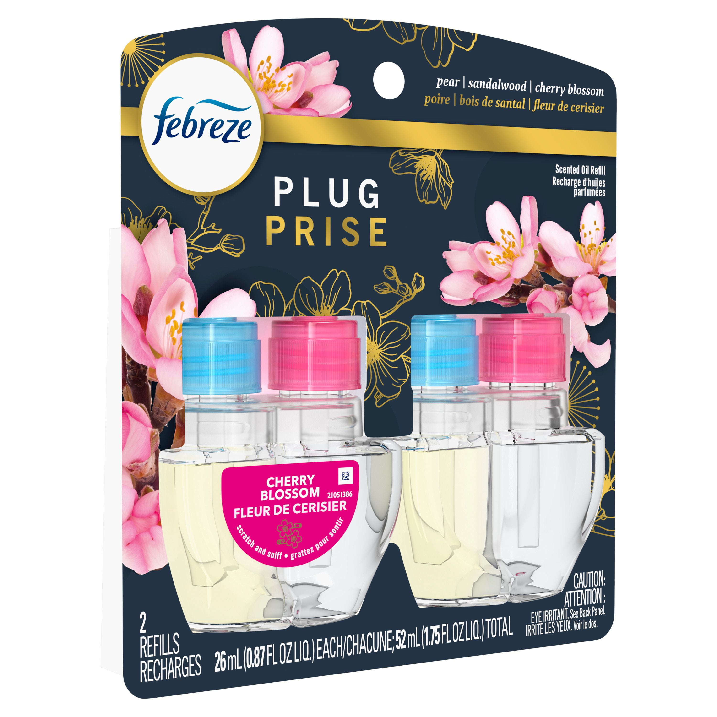 Febreze Plug In Air Freshener, Odor-Fighting Scented Oil Refill, Cherry Blossom 2 Refills