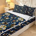 thumbnail image 3 of Erosebridal Retro Bee Zipper Twin Comforter Sets with Fitted Sheet and 2 Pillowcases,Bohemian Flower Zipper Bedding Set,Navy White,Reversible,4pcs, 3 of 8