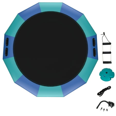Infans 12FT Inflatable Water Bouncer Splash Padded Water Trampoline Blue & Green