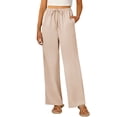 thumbnail image 4 of Nhthy Women's Summer Casual Straight Leg Long Pants, Solid Loose Fit Breathable Full Length Trousers for Everyday Outfits Beige M, 4 of 9