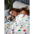 thumbnail image 3 of Colorful Polka Dot King Size Flat Sheet, Wrinkleproof & Fadeproof Cooling Flat Bed Sheet Only, Rainbow Point Vibrant Breathable Soft Bedding Top Sheets 105 x 98 Inches, 3 of 8
