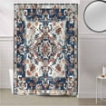 thumbnail image 5 of Fabric Shower Curtain, Boho Vintage Blue and Red Floral Distressed Bathroom Curtain with 12 Hooks Waterproof No Bad Odor Machine Washable Bath Curtains for Bathroom, Spa Room, 72"x78", 5 of 6