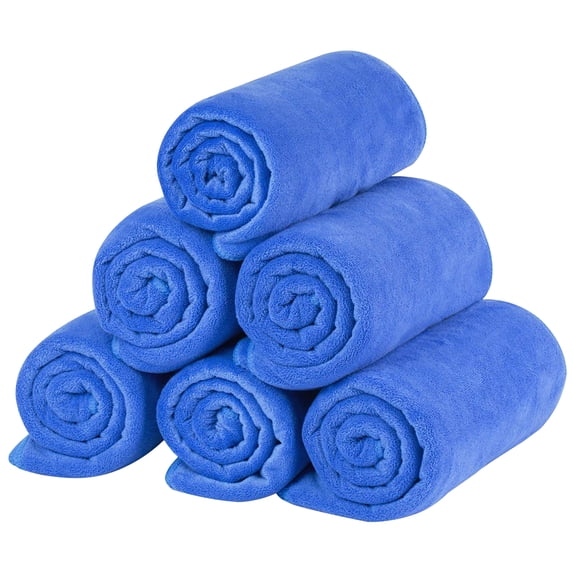 JML Microfiber Towels, Extra Absorbent, Fast Drying Bath Towel Sets (6 Pack, 27" x 55"),Blue