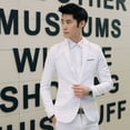 thumbnail image 2 of Traje informal de verano para hombre, chaqueta de traje antiarrugas sin planchar a la moda para oficina de negocios, traje ajustado de Color sólido para hombre, 2 of 5