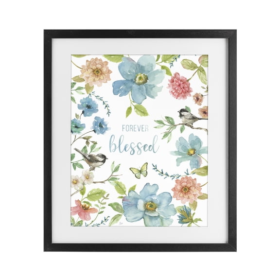 Stupell Industries Forever Blessed Pink & Blue Black Framed Print Under Glass, design by Nan