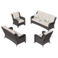 thumbnail image 5 of Ovios 4 Pieces Outdoor Patio Furniture Wicker Patio Sectional Sofa with Loveseat for Backyard, 5 of 6