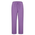 thumbnail image 5 of cfhntfmh Pajama Pants for Women Plaid Stretch Comfy Lounge Pants Drawstring Waist Pjs Bottoms with Pockets Sleepwear（Purple,5X-Large), 5 of 7