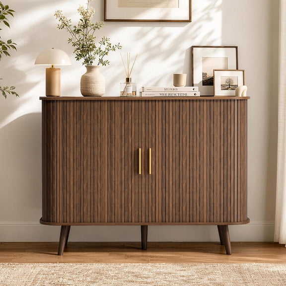 PamapicLife 40" Sideboard Buffet Cabinet with Storage & Sliding Door, Walnut