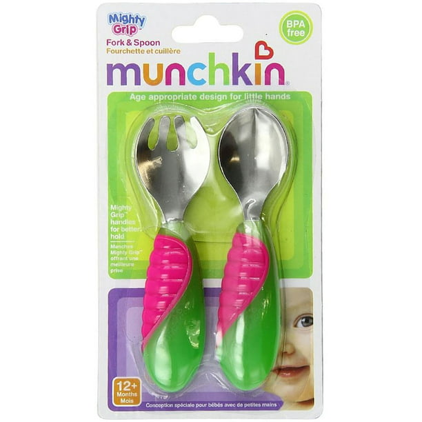 Munchkin Mighty Grip Fork & Spoon Set, Colors May Vary 1 ea (Pack