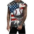 thumbnail image 2 of 4th of July Tanks American Flag Tank Top Men Red White and Blue Tops Mens Tank Top Patriotic Mens Fourth of July Tank Men Casual Fashion Printing Pullover Round Neck Sports Tank, 2 of 5