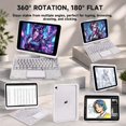 thumbnail image 4 of Transparent 360° Swivel Keyboard Case for iPad Air 11", iPad Air 5/4, iPad Pro 11" 2018-2022, Multi-Touch Trackpad, 7 Color Backlit,White, 4 of 9
