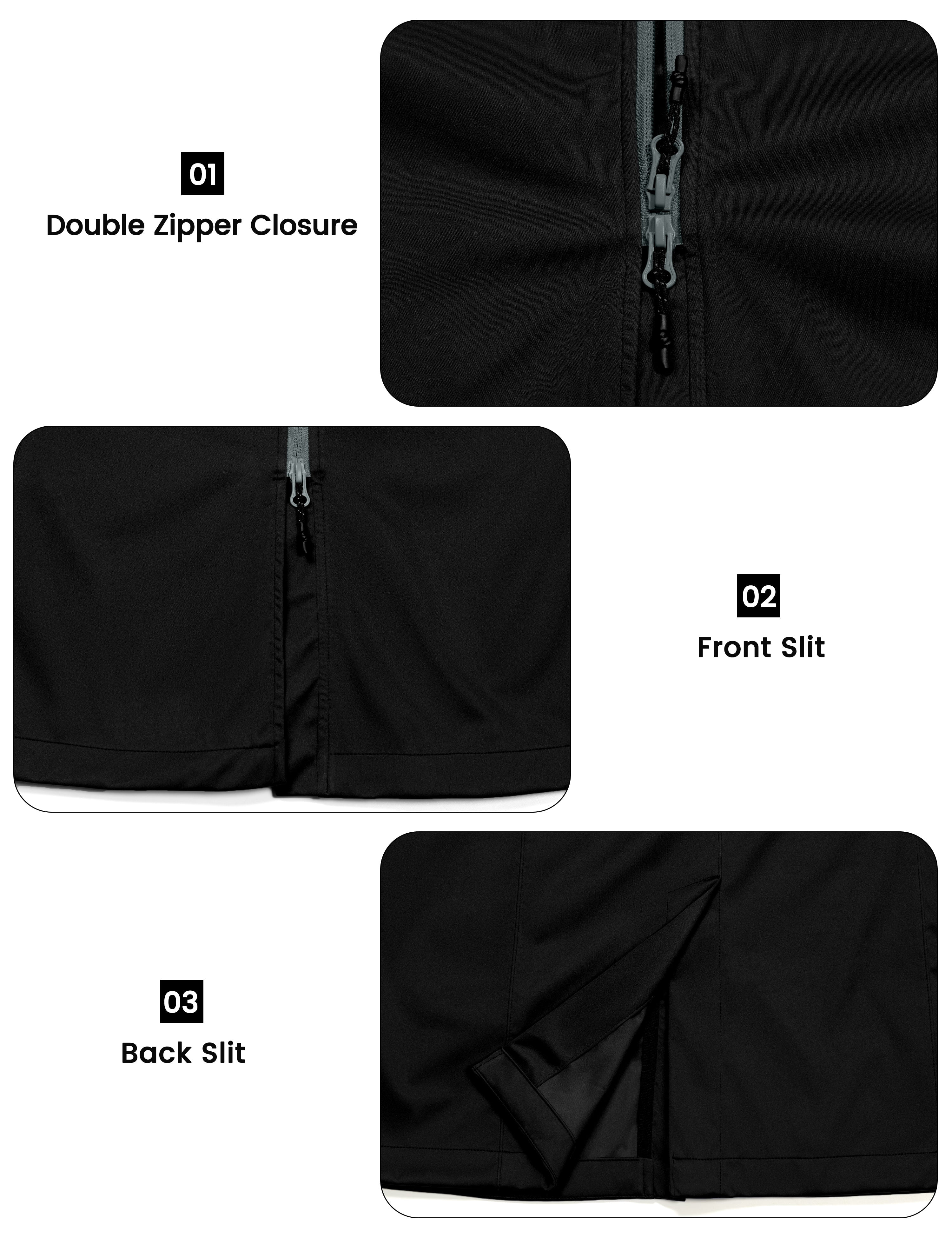 Little Donkey Andy Women's Lightweight Softshell Long Vest, Windproof Sleeveless Jacket for Golf Running Hiking Travel Black L