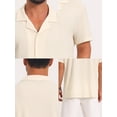 thumbnail image 7 of DARING DIVA Men's Mesh Camp Collar Short Sleeve Button Down Shirt for Summer M Beige, 7 of 7