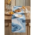 thumbnail image 2 of Abstract Blue Ombre Ocean Stripe Table Runner 13x72in Non-Slip Cotton Linen Table Runners, Watercolor Gradient Dresser Scarves TableRunner for Dinner Kitchen Dining Wedding Party, 2 of 9