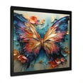 thumbnail image 2 of Designart "Metallic Orange and Blue Butterfly" Animals Framed Wall Art Decor - Modern Orange Butterfly Hallway Framed Wall Art Decor, 2 of 6