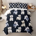 thumbnail image 2 of Homewish Cute Dog Twin Quilt Set,Navy Black Leopard Print Twin Coverlet Set,2pcs, 2 of 7