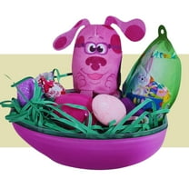 Happy Easter Basket Pre-Filled Surprise 6-inch Egg w/ Blue's Clues Magenta Plushie Balloon Eggs Peeps Candies & Reusable Plastic Egg-Shaped Container Spring Party Favors (Contents May Vary)