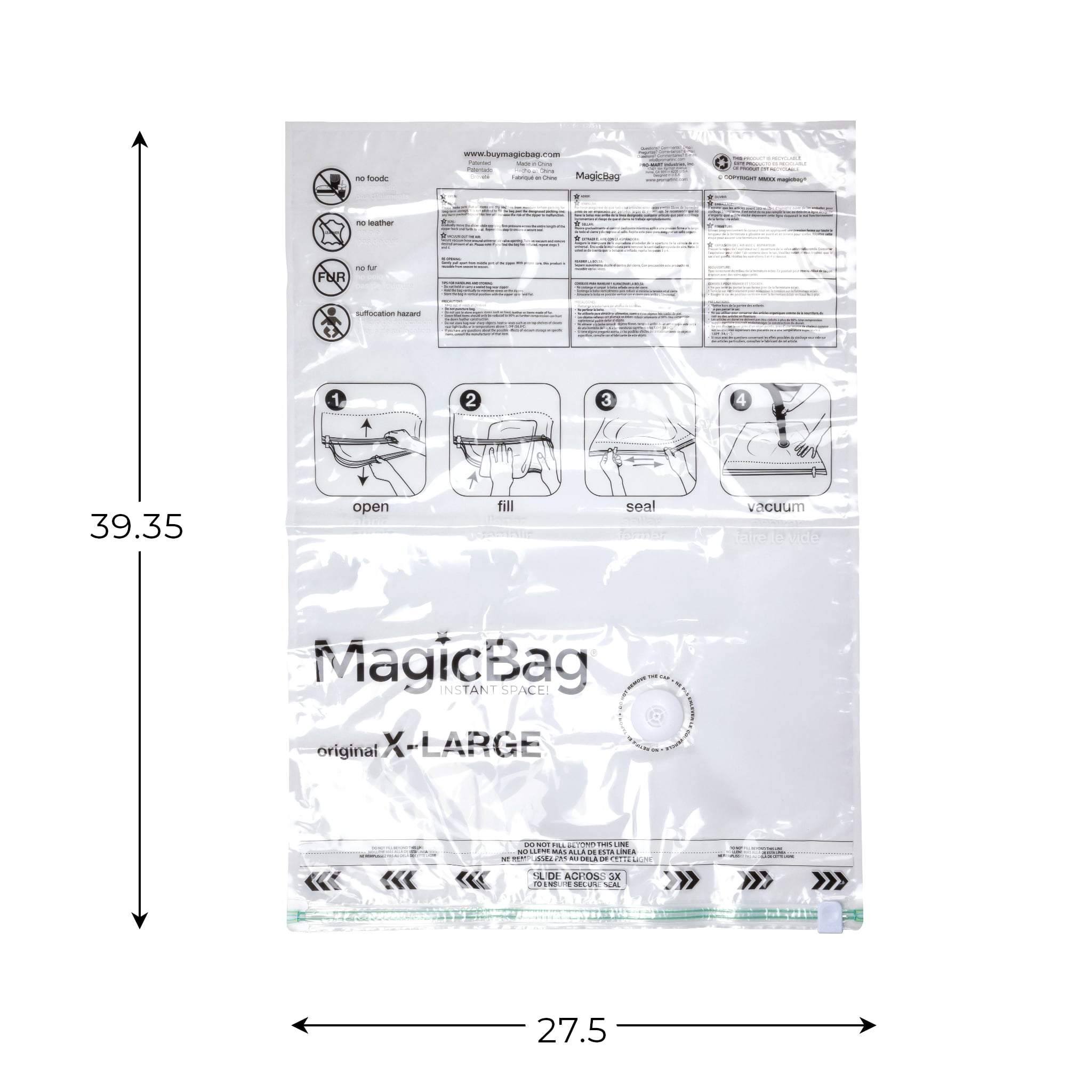 MagicBag Variety Pack Vacuum Storage Bags, 10 Pack Flat Compression Bags for Clothing & Bedding, Space Saving & Airtight