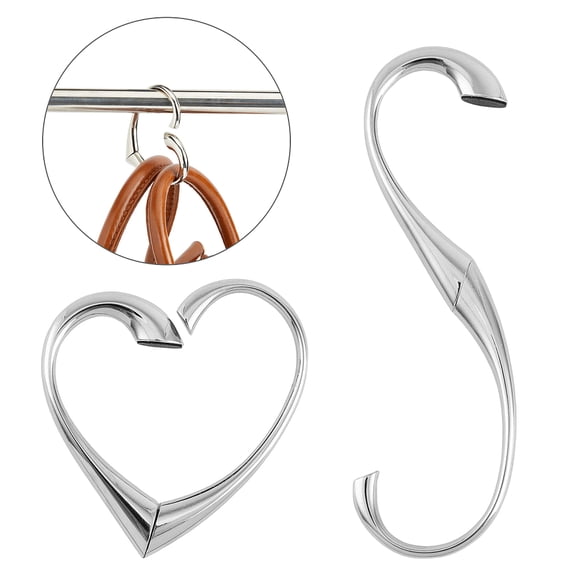 1box 2pcs Zinc Alloy Purse Hook Foldable Heart Folding Handbag Table Hangers Platiunm bag Hanger Collection 70x63mm Desk Hooks for Purse Alloy