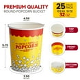 [25 Pack] Popcorn Buckets Disposable 32 Oz Yellow and Red Paper