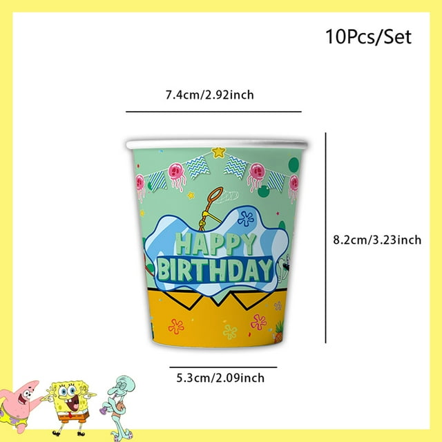 SpongeBob Party Decorations Disposable Tableware Cup Baby Shower Birthday Theme Plate Tablecloth Kids Birthday Party