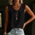 thumbnail image 6 of Women's Front Placket Top Baeitkot Women's Solid Color Casual Lace Up Front Placket Top Black XXL, 6 of 8