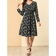 thumbnail image 5 of INSPIRE CHIC Junior's Floral Print Flowy V-Neck Midi Dress, 5 of 5