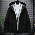 thumbnail image 2 of Rovga Mens Hoodies Autumn And Winter Fashion Casual Simple Hooded Long Sleeved Zippered Sweater Bulk Hoodies Durable Tops Black 4Xl, 2 of 4