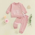 thumbnail image 2 of TOWED22 Toddler Baby Girl Clothes Infant Ruffle Long Sleeve Sweatshirt and Pants Set 2 Piece Fall Winter Outfits Size:12-18 M,Color:Red, 2 of 4