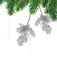 thumbnail image 4 of Paquete de 6 púas navideñas con purpurina en aerosol con flores artificiales y hojas de fruta para decoración navideña del hogar, 4 of 6