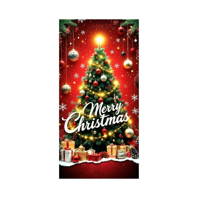 Qiulaii 3 Pcs Rideau de Porte de Noël Festif avec Père Noël - Déco de Fête des Fêtes pour Porte d'Entrée et Mur, Tissu Polyester Durable, Installation Facile Décoration Intérieure Extérieure 35*71 Po