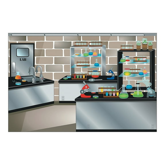 Fun Express Science Backdrop Banner Set - Vibrant STEM-Themed Party Decor for Classroom Events Birthday Parties Science Fairs & Educational Celebrations - Perfect for Fun Learning Occasions - 3 Piece