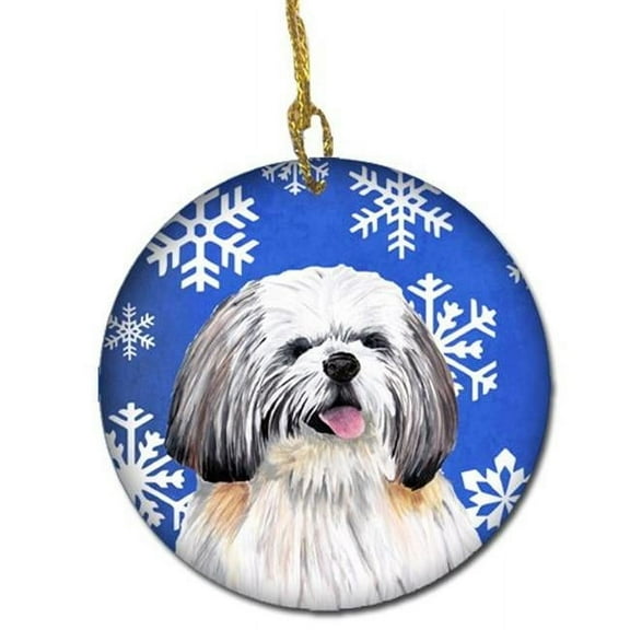 Shih Tzu Winter Snowflakes Holiday Ceramic Ornament