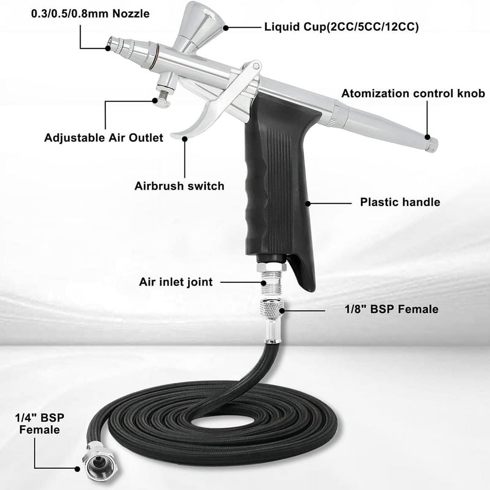 Airbrush Kit, Double Action Trigger Airbrush Airbrush Tool Set for Painting Nails Cake Ta C1204