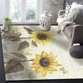 thumbnail image 2 of Watercolor Floral Sunflower Area Rug, Vintage Postcard Back Soft Washable Carpet, Upholstery Rugs With Non-Slip Backing For Kids Boys Girls Bedroom Living Room Dining Room 4 x 5ft, 2 of 6