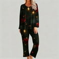 thumbnail image 6 of asdoklhq Christmas Pajamas for Women Ladies' Fashion Christmas Print Casual Round Neck Long Sleeve Top Pants Pajama Set Black M, 6 of 6
