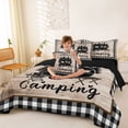 thumbnail image 4 of Catabedysis Plaid Camping 7-Piece Twin Bedding,Camper Silhouette Print Bedding Comforter Set For Boys,Multicolor,Black Reversible, 4 of 7