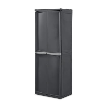 Sterilite 4 Shelf Cabinet Plastic  Flat Gray